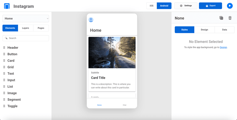 Handheld - Android device preview with Material Design