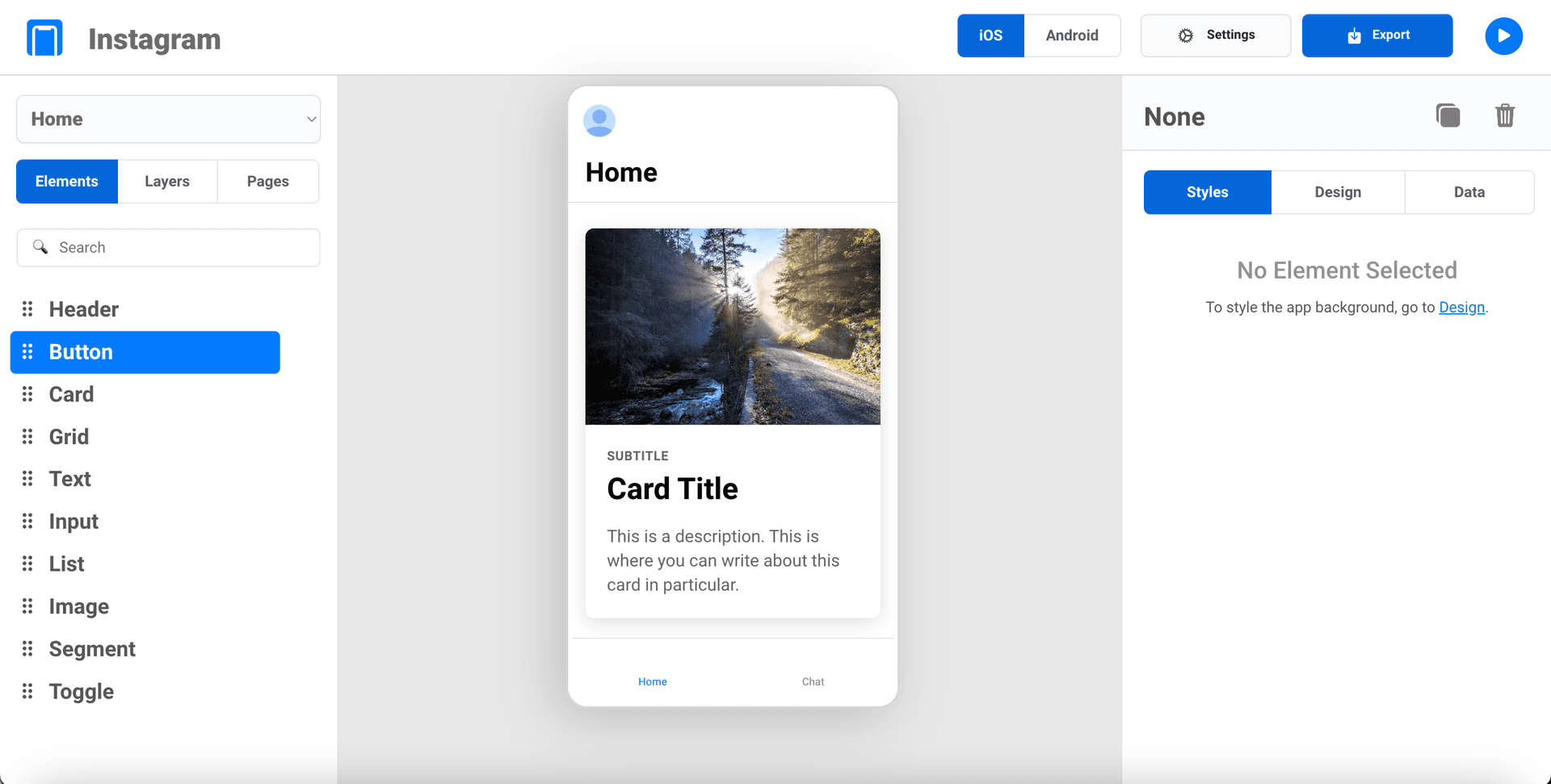 Handheld - Drag and drop interface for building mobile apps