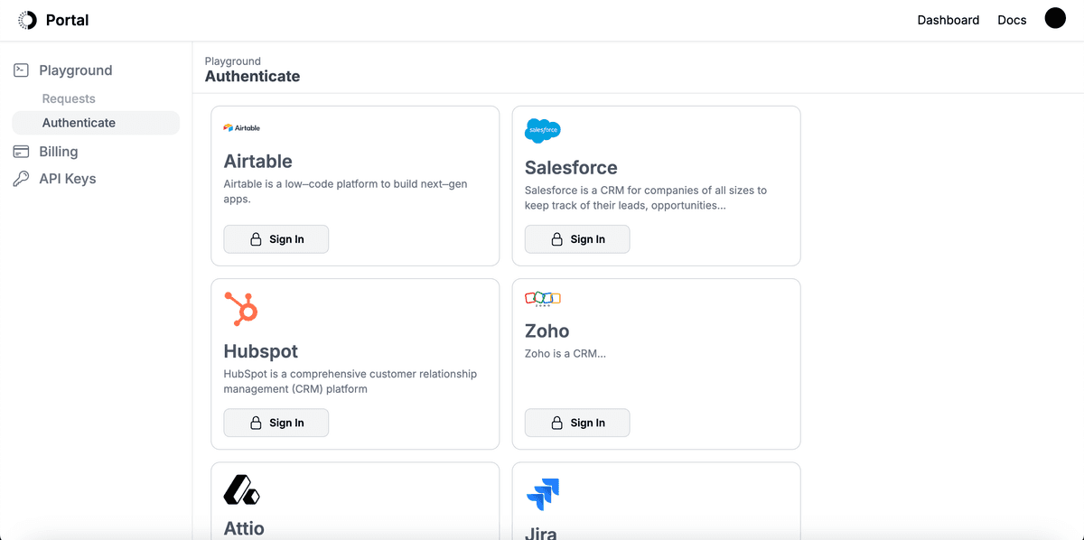 ToolCharm Actions API - Integration management dashboard
